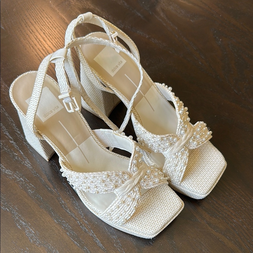 Dolce Vita Platform Sandals with Pearl Strappy Design